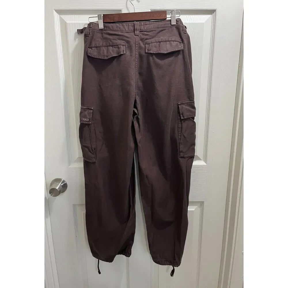 TNA Aritzia Supply Cargo Pants Size 6 Rich Mocha Relaxed Adjustable